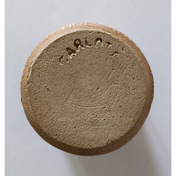 Handmade Carlota Cheese Butter Dish Tumbler Set Stoneware Studio Signed VTG Flaw - Picture 10 of 12